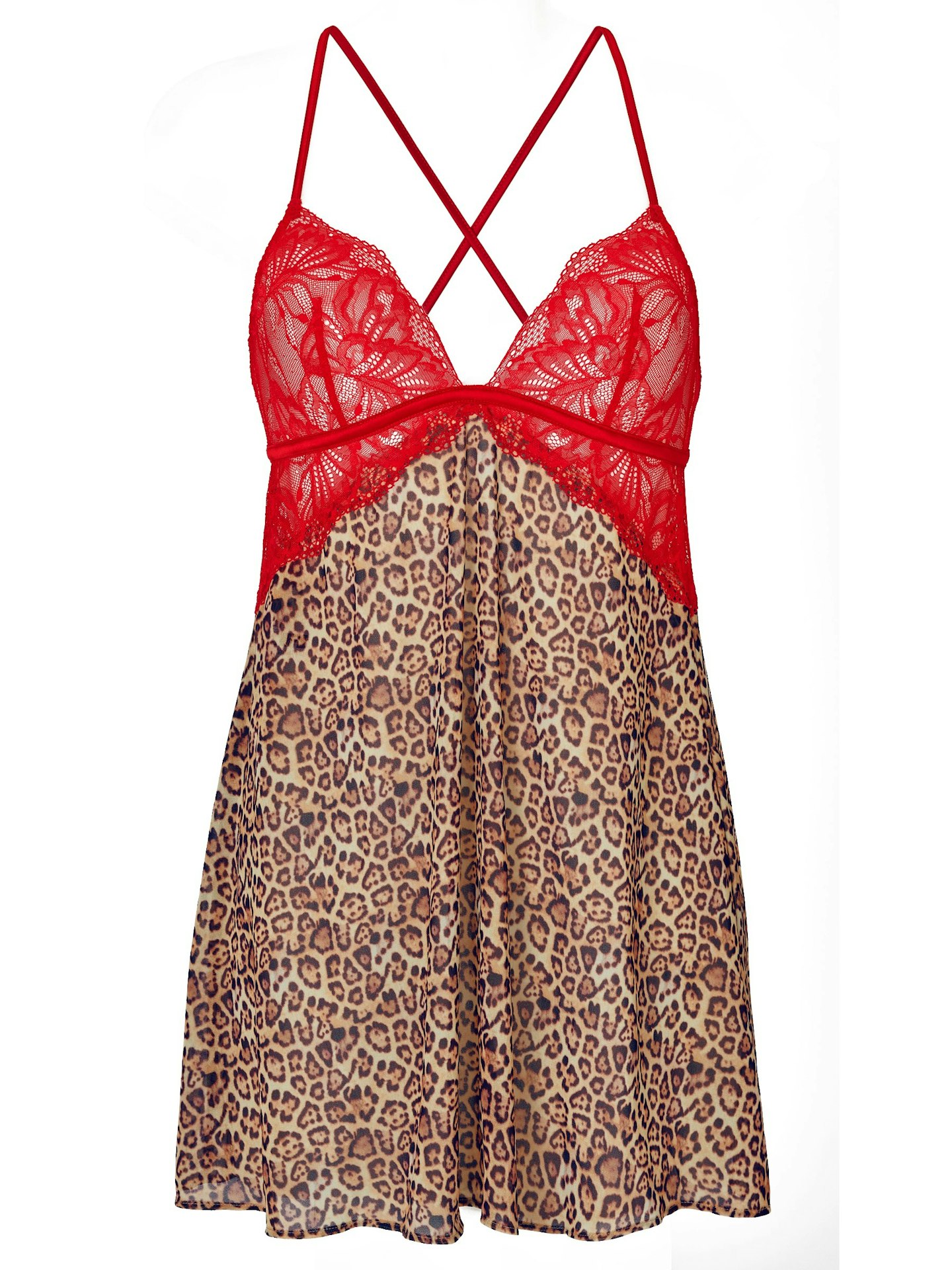 Ann Summers red lace and leopard print chemise